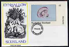 Eynhallow 1982 Fungi (Field Mushroom) imperf deluxe sheet (\A32 value) on cover with first day cancel, stamps on fungi