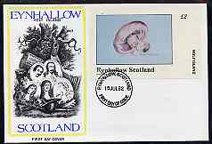 Eynhallow 1982 Fungi (Field Mushroom) imperf deluxe sheet (\A32 value) on cover with first day cancel, stamps on fungi