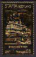 Staffa 1978 Songs by Stephen Foster (Swanee River) \A38 perf label (showing Paddle Steamer) embossed in 23 carat gold foil (Rosen #549) unmounted mint, stamps on music, stamps on ships, stamps on paddle steamers, stamps on rivers