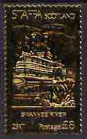 Staffa 1978 Songs by Stephen Foster (Swanee River) A38 perf label (showing Paddle Steamer) embossed in 23 carat gold foil (Rosen #549) unmounted mint, stamps on , stamps on  stamps on music, stamps on  stamps on ships, stamps on  stamps on paddle steamers, stamps on  stamps on rivers