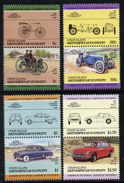 St Vincent - Union Island 1985 Cars #2 (Leaders of the World) set of 8 unmounted mint, stamps on , stamps on  stamps on cars, stamps on  stamps on  mg , stamps on  stamps on  mgb , stamps on  stamps on oldsmobile     peugeot    duryea, stamps on  stamps on  mg , stamps on  stamps on 