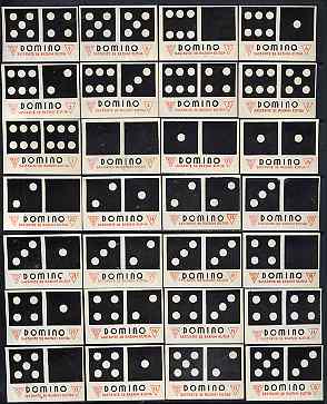 Match Box Label - complete set of 28 Dominoes (black & red), superb unused condition (Yugoslavian), stamps on , stamps on  stamps on games    pastimes