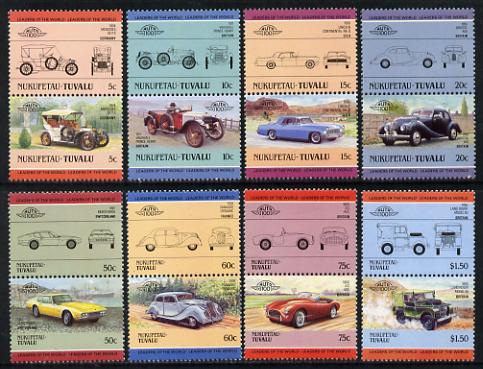 Tuvalu - Nukufetau 1985 Cars #2 (Leaders of the World) set of 16 unmounted mint, stamps on , stamps on  stamps on cars    mercedes     land rover    lincoln     vauxhall      panhard     monteverdi     bristol      ace
