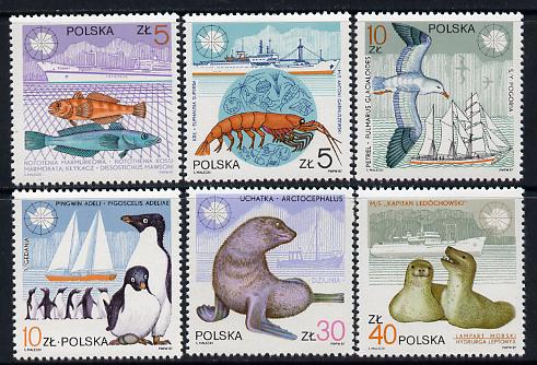 Poland 1987 Antarctic Station set of 6 unmounted mint (SG 3089-94), stamps on , stamps on  stamps on polar  ships