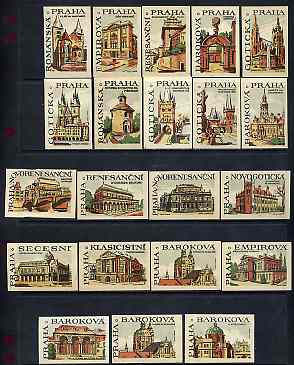 Match Box Labels - complete set of 20 Praha Buildings superb unused condition (Czechoslovakian), stamps on , stamps on  stamps on buildings    architecture