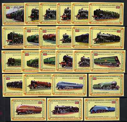 Match Box Labels - complete set of 100 Steam Locomotives superb unused condition (Southern Counties Match Co 1st series), stamps on railways