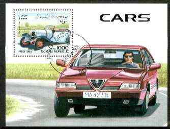 Somalia 1998 Cars perf m/sheet (showing Old & New Alfa Romeo) cto used, stamps on cars, stamps on alfa