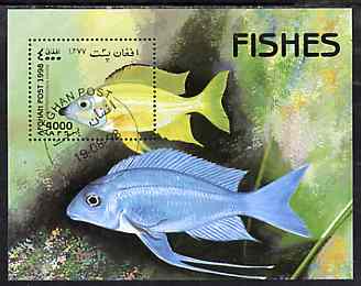 Afghanistan 1998 Fish perf m/sheet fine cto used, stamps on fish