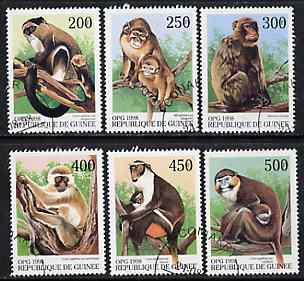 Guinea - Conakry 1998 Monkeys complete perf set of 6 values, cto used*, stamps on animals    apes