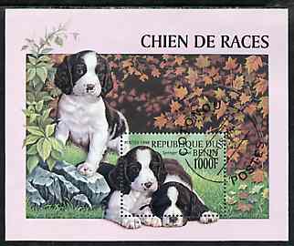 Benin 1998 Dogs perf m/sheet very fine cto used, stamps on dogs     springer spaniels
