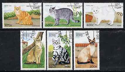 Benin 1998 Domestic Cats complete perf set of 6 values very fine cto used*, stamps on , stamps on  stamps on cats