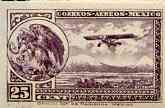 Mexico 1929 Farman F.190 (plus Eagle with Snake on Cactus) 25c purple (inv wmk) unmounted mint SG 480*, stamps on aviation, stamps on farman, stamps on eagle, stamps on birds of prey, stamps on snake, stamps on cacti, stamps on snake, stamps on snakes, stamps on 