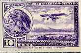 Mexico 1929 Farman F.190 (plus Eagle with Snake on Cactus) 10c violet (upr wmk) unmounted mint SG 477*, stamps on aviation, stamps on farman, stamps on eagle, stamps on birds of prey, stamps on snake, stamps on cacti, stamps on snake, stamps on snakes, stamps on 