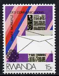 Rwanda 1984 Letters & Newspaper 15f from Communications set unmounted mint, SG 1190*, stamps on newspapers    postal