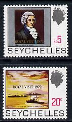 Seychelles 1972 Royal Visit set of 2 unmounted mint, SG 306-07, stamps on royalty, stamps on royal visit