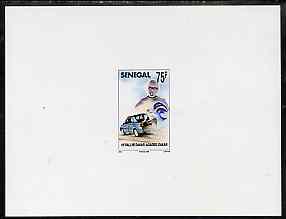 Senegal 1996 Push-start 75f from Dakar Rally set, deluxe sheet on thin card, stamps on cars