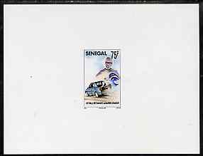 Senegal 1996 Push-start 75f from Dakar Rally set, deluxe sheet on thin card, stamps on cars