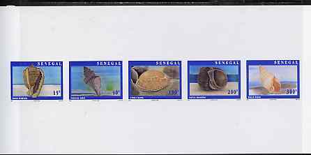 Senegal 1997 Shells complete set of 5 (Se-tenant strip) deluxe sheet on thin card, stamps on , stamps on  stamps on shells