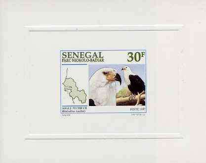 Senegal 1997 Eagle 30f from National Park set, deluxe sheet on sunken glossy card, stamps on , stamps on  stamps on eagle, stamps on birds, stamps on birds of prey, stamps on national parks, stamps on  stamps on parks