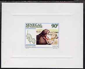 Senegal 1997 Hippo 90f from National Park set, deluxe sheet on sunken glossy card, stamps on animals, stamps on national parks, stamps on parks, stamps on hippo