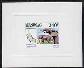 Senegal 1997 Elephants 240f from National Park set, deluxe sheet on sunken glossy card, stamps on animals, stamps on national parks, stamps on parks, stamps on elephants