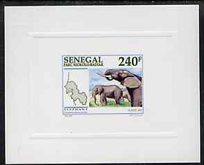 Senegal 1997 Elephants 240f from National Park set, deluxe sheet on sunken glossy card, stamps on , stamps on  stamps on animals, stamps on national parks, stamps on  stamps on parks, stamps on elephants