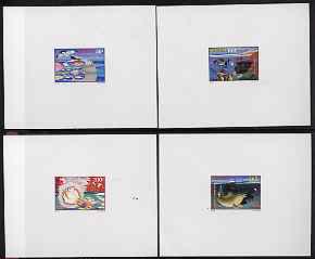 Senegal 1998 Marine Life complete set of 4 in deluxe sheets on sunken glossy card, stamps on , stamps on  stamps on marine-life      fish