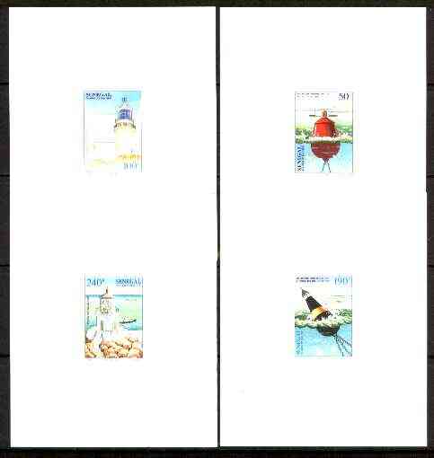 Senegal 1998 Lighthouses complete set of 4 in deluxe sheets on card as SG 1524-27 unmounted mint, stamps on lighthouses