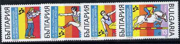 Bulgaria 1989 Summer Spartakiad unmounted mint set of 4, SG 3618-21, Mi 3767-70*, stamps on , stamps on  stamps on gymnastics    sport     show jumping     horses    long jump      shooting     rifle, stamps on  stamps on  gym , stamps on  stamps on gymnastics, stamps on  stamps on 