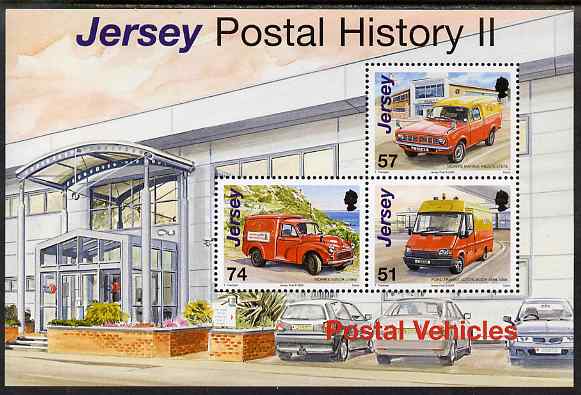 Jersey 2006 Jersey postal History (2nd series) perf m/sheet unmounted mint, SG MS1292, stamps on postal, stamps on cars