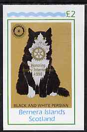 Bernera 1998 Rotary Int opt in gold on 1984 Rotary (Black & White Persian Cat) imperf deluxe sheet (Â£2 value) unmounted mint, stamps on , stamps on  stamps on animals  cats  rotary