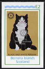 Bernera 1998 Rotary Int opt in silver on 1984 Rotary (Black & White Persian Cat) imperf deluxe sheet (£2 value) unmounted mint, stamps on animals  cats  rotary