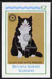 Bernera 1998 Rotary Int opt in silver on 1984 Rotary (Black & White Persian Cat) imperf deluxe sheet (Â£2 value) unmounted mint, stamps on animals  cats  rotary