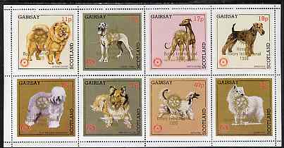 Gairsay 1998 Rotary Int opt in gold on 1984 Rotary -Dogs perf set of 8 values (11p to 44p) unmounted mint, stamps on , stamps on  stamps on animals    dogs    rotary    chow    dane    greyhound   airedale    old-english    collie   afghan    samoyed