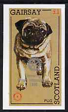 Gairsay 1998 Rotary Int opt in silver on 1984 Rotary - Dogs (Pug) imperf souvenir sheet (£1 value) unmounted mint, stamps on animals    dogs   rotary   pug