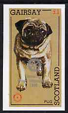 Gairsay 1998 Rotary Int opt in silver on 1984 Rotary - Dogs (Pug) imperf souvenir sheet (Â£1 value) unmounted mint, stamps on , stamps on  stamps on animals    dogs   rotary   pug