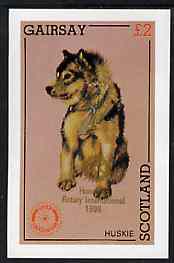 Gairsay 1998 Rotary Int opt in gold on 1984 Rotary -Dogs (Huskie) imperf deluxe sheet (£2 value) unmounted mint, stamps on animals  dogs  rotary    husky