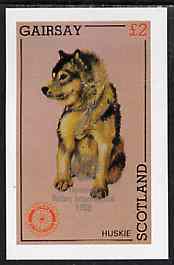 Gairsay 1998 Rotary Int opt in silver on 1984 Rotary - Dogs (Huskie) imperf deluxe sheet (£2 value) unmounted mint, stamps on animals  dogs  rotary    husky