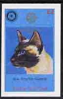 Staffa 1998 Rotary Int opt in silver on 1984 Rotary - Domestic Cats (Seal Pointed Siamese) imperf deluxe sheet (£2 value)  unmounted mint, stamps on cats  rotary