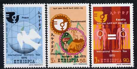 Ethiopia 1975 International Women's Year set of 3 unmounted mint, SG 931-33*, stamps on , stamps on  stamps on iwy    women