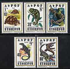 Ethiopia 1976 Reptiles set of 5 unmounted mint, SG 1007-11*, stamps on , stamps on  stamps on reptiles    snakes    chameleons     tortoise     lizards     crocodile, stamps on  stamps on snake, stamps on  stamps on snakes, stamps on  stamps on 