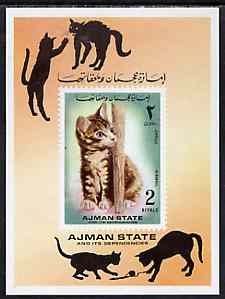 Ajman 1972 Cats imperf m/sheet unmounted mint, Mi BL 400, stamps on , stamps on  stamps on cats