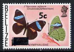 Belize 1976 Butterfly 5c on 15c (Nessaea aglaura) unmounted mint SG 448*, stamps on butterflies