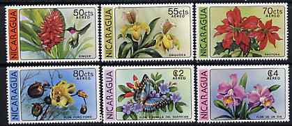 Nicaragua 1979 Flowers complete set of 6 unmounted mint, SG 2202-07*, stamps on , stamps on  stamps on flowers, stamps on orchids