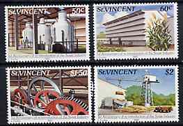 St Vincent 1982 Sugar Industry set of 4 unmounted mint SG 686-89*, stamps on , stamps on  stamps on sugar    industries     cranes     tractor