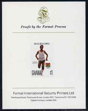 Ghana 1984 Womens 400m Race 1c (ex Los Angeles Olympic Games set) imperf proof mounted on Format International proof card, as SG 1104, stamps on running, stamps on women, stamps on sport