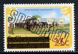 St Kitts 1980 Crafthouse (Craft Centre) 25c from optd def set, additionally optd SPECIMEN, as SG 33A unmounted mint, stamps on crafts