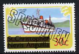 St Kitts 1980 Europa (Liner) 30c from opt'd def set, additionally opt'd SPECIMEN, as SG 34A unmounted mint, stamps on , stamps on  stamps on ships, stamps on europa