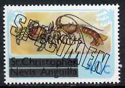 St Kitts 1980 Lobster & Sea Crab 40c from opt'd def set, additionally opt'd SPECIMEN, as SG 35A unmounted mint, stamps on , stamps on  stamps on lobster    crab     marine-life