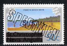 St Kitts 1980 Pinney's Beach 50c from opt'd def set, additionally opt'd SPECIMEN, as SG 37A unmounted mint, stamps on , stamps on  stamps on tourism